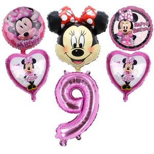Minnie Mouse 9. Geburtstag Party Luftballons Rosa Folien Set Luftballons - Bild 1 von 5