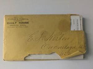 1872 Gault House Hotel Greene IA Letter Envelope RR Timetable Floor Plan Sketch - Picture 1 of 6