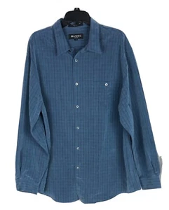 Brandini Collection XL Mens Blue Plaid Shirt Long Sleeve Soft Shirt Rayon Blend - Picture 1 of 6