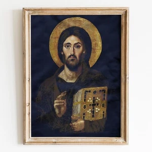 Jesus Christ Pantocrator at Mount Sinai Christian Bible Wall Art Poster Print - Picture 1 of 6