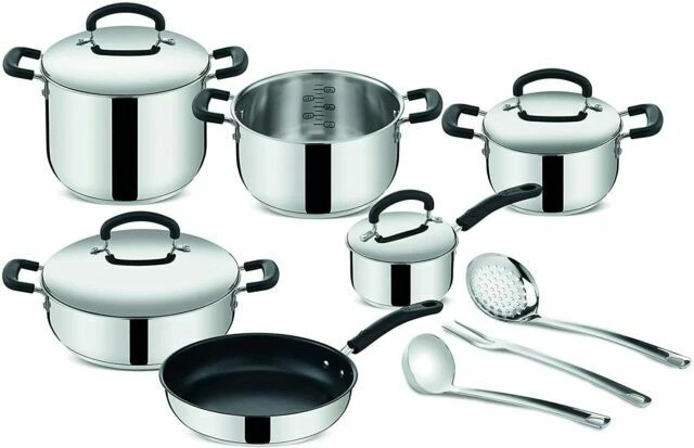 Lagostina Pratica Set Batteria 13 Pezzi in Acciaio Inox 18/10 - Argento