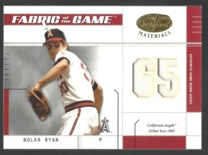 2003 LEAF CERTIFIED MATERIALS NOLAN RYAN 21/65 USED JERSEY FABRIC OF THE GAME - Picture 1 of 2