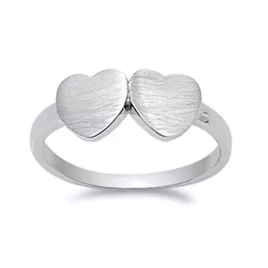 Women Sterling Silver Double Heart Promise Ring / Free Gift Box - Picture 1 of 1
