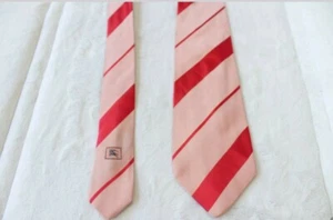 BURBERRY LONDON MEN'S PINK STRIPE TIE 100% SILK MADE IN ITALY - Picture 1 of 5