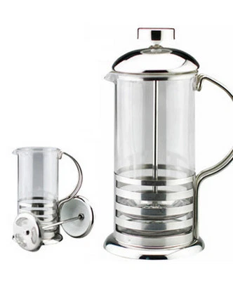 800ml / 8-cup Stainless Steel Glass Cafetiere French Filter Coffee Press Plunger - Image 1 of 2