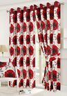 Floral Printed  Heavy Fully Lined  Eyelet Pair Of Curtains With Tie Back 8 Sizes