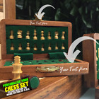 Personalised Chess Board - Solid Wood Foldable Magnetic Travel Chess Set Gift 