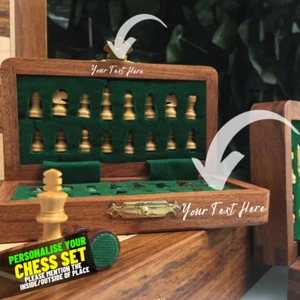 Tablero de ajedrez personalizado - Juego de ajedrez de viaje magnético plegable de madera maciza regalo - Imagen 1 de 12