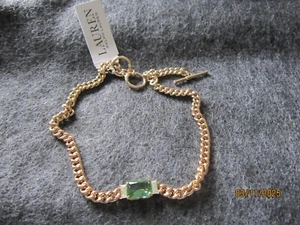 Beautiful Elegant 15" Choker Necklace RALPH LAUREN Emerald Stone & Rhinestones - Picture 1 of 4