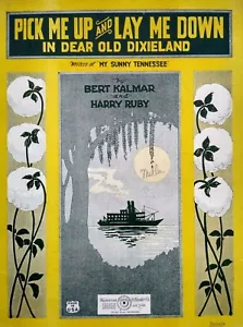 Partitura musical vintage de 1921 Pick Me Up and Lay Me Down In Dear Old Dixieland - Imagen 1 de 3