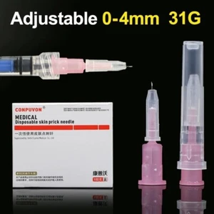 100 piezas 31G 0~4 mm ajustable inyección médica piel estéril pinchazo aguja desechable - Imagen 1 de 6