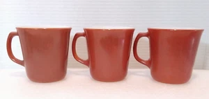 Set of 3 CORELLE - CORNING Vintage Milk Glass Coffee Cup Mugs Orange / Cinnamon - Picture 1 of 13