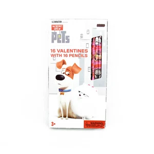 Box of The Secret Life of Pets 16 Children's Valentine Day Cards +16 Pencils - Picture 1 of 2