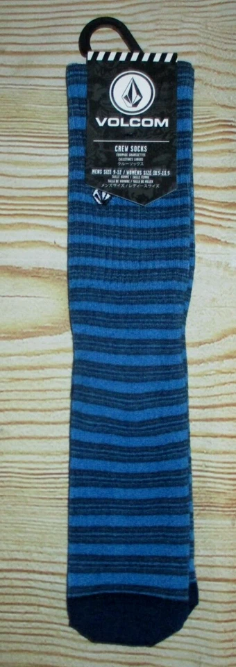 MENS VOLCOM STRIPED BLUE CREW SOCKS SIZE (9-12) - Image 1 of 1