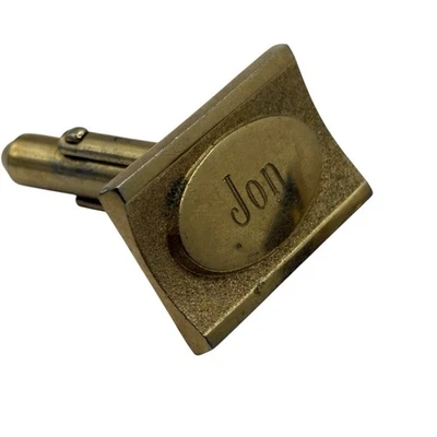 Jon Cuff Links Anson Monograma Personalizado Gravado Nome Carta Vintage Tom Dourado - Imagem 1 de 4