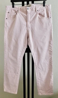 Pantalones de mezclilla informales ajustados de mezcla de rayón de algodón elástico rosa 38x30 de Murano para hombre Foto 1 de 3