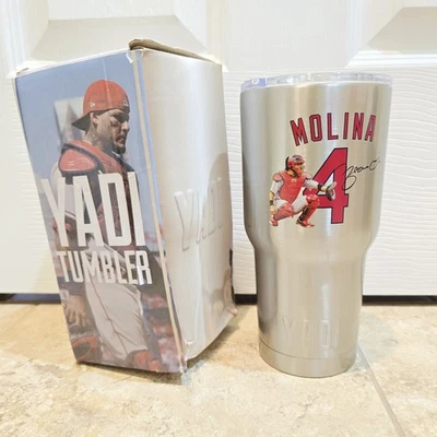 NIB St Louis Cardinals Yadier Molina Silver Stainless Steel 30 oz Yadi Tumbler - Image 1 of 4