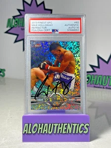 MAX HOLLOWAY SIGNED 2013 TOPPS UFC FINEST ROOKIE REFRACTOR CARD AUTO 10 PSA BMF - Picture 1 of 2