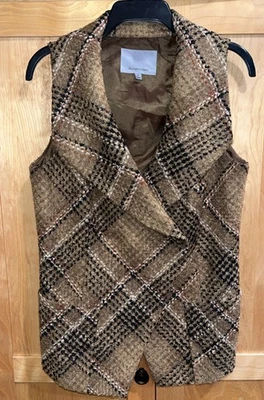 Chaleco de lana Classiques Entier marrón/negro/naranja/blanco a cuadros de peso pesado talla M Foto 1 de 4