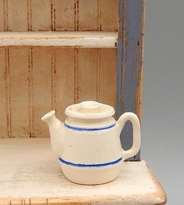 Vintage Merry OOAK Stoneware Teapot Artisan Dollhouse Miniature 1:12 - Picture 1 of 11