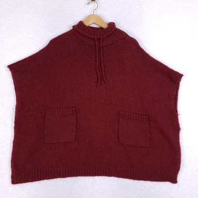 Poncho Suéter Nordstrom Borgoña Tejido Talla Única Gran Tamaño Acogedor Top en Capas Foto 1 de 4