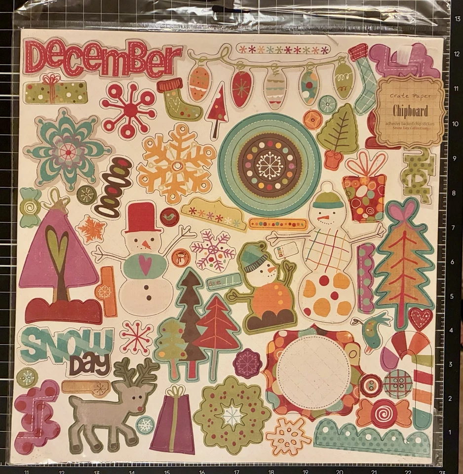 Papel Caja DÍA DE NIEVE 12x12 Pegatinas de Aglomerado Temática Navidad/Invierno RARO Foto 1 de 1