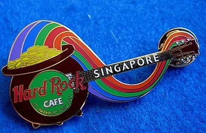 SINGAPORE RAINBOW ST PATRICK'S DAY POT OF GOLD GUITAR 2001 Hard Rock Cafe PIN LE - Picture 1 of 1