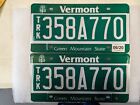 Pair of  Vermont Green Mountain State Truck License Plates 358A770