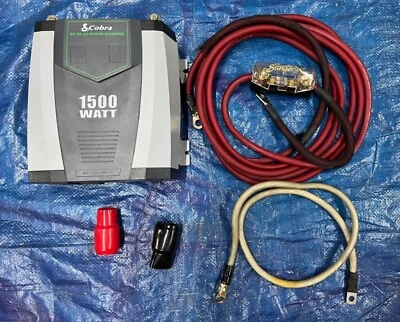 Cobra CPI1590 1500W Power Inverter StingerX 80A Fuse 16 & 3 Ft 4AWG Power Cable - Image 1 of 4