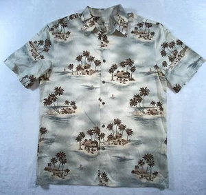 ISLAND SHORES Hemd Herren Hawaii Gr. M Palmen 100% Baumwolle All Over Print - Bild 1 von 8