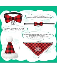 7 Pieces Christmas Dog Bandana,hat,bow tie,collar ,scarf,pet Bib,size small - Picture 1 of 5