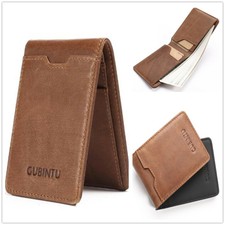 Mini Genuine Leather Slim Wallet RFID Blocking Small Card Holder Front Pocket