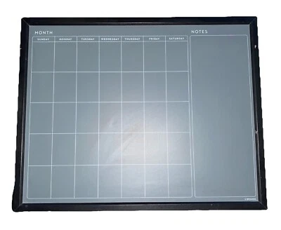 U Brands 20 x 16 in. Magnetic Chalk Calendar Board, Whitewashed Wood Style Frame - Image 1 of 4