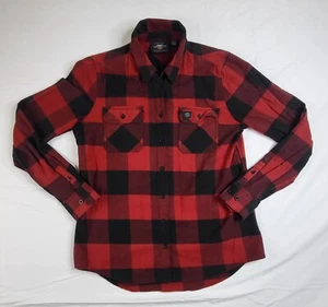 Harley Davidson Shirt Womens Med Red Black Buffalo Plaid Flannel Riding Cabin - Picture 1 of 5