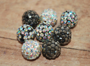 Dollar Deal 8pc of Beautiful, Crystal Pave Beads - Greyscale - 10mm - DD106