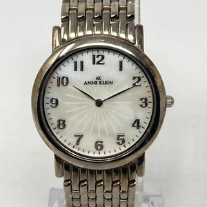 Anne Klein Watch Women 33mm Silver Tone MOP Starbust Dial New Battery 7.5" - Picture 1 of 20