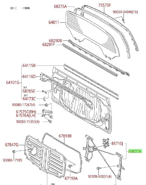 Regulador de ventana trasera Toyota Tundra 07-21 CMAX con motor original OEM OE Foto 1 de 1