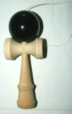 Japanese Wooden Kendama Toy Skill Black Ball  - Image 1 of 4