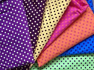 HALF METRE Large Polka dot 100% cotton poplin fabric, Bright Colours - Picture 1 of 16