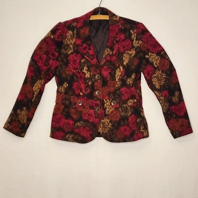 Vtg Elementz Blazer Floral Print Polyester & Spandex Women's M - Image 1 of 4