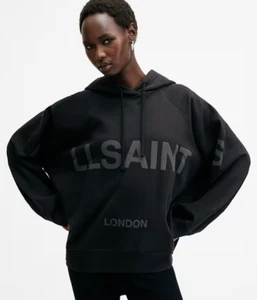 Damen All Saints Langarm Pullover Talon Biggy Oversized Hoodie Schwarz Small - Bild 1 von 13