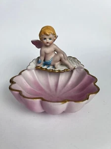 Vintage Porzellan Keks Figur Statue Putti auf der Muschel Seifenschale Germany - Bild 1 von 7