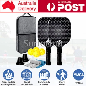2x Juego de 2 paletas pickleball de fibra de carbono raqueta pickleball con 4 bolas bolsa toallas - Imagen 1 de 7