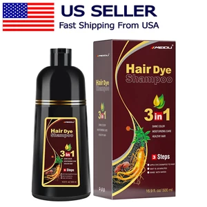 (USA Seller) MEIDU Brown Herbal Hair Dye Shampoo 500ml - FREE FAST US SHIPPING - Picture 1 of 8