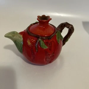 Fine Ceramic Red Pomegranate Teapot 12 oz, 6 1/4" L - Picture 1 of 9