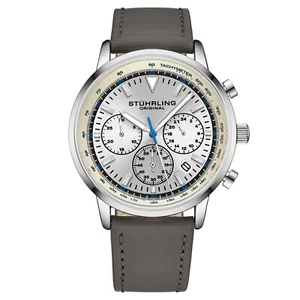 Stuhrling 44 mm Muscle Movement Chronograph 9.5 mm Leather Strap Men's Watch - Picture 1 of 2