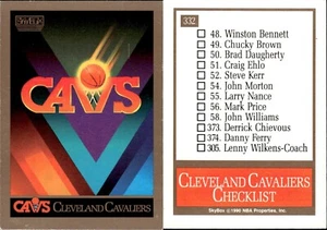 1990-91 SkyBox Basketball Cleveland Cavaliers Checklist #332 - Picture 1 of 1