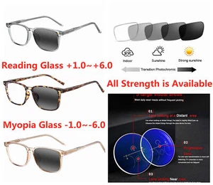 Multifocal Varifocal Square Business Photohcromic Nearsight Reading Glass Presc - Picture 1 of 16