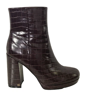 Rachel Zoe Talla 7.5 M Caoba Marrón Cocodrilo Repujado MAYA Botín Plataforma Tacón Foto 1 de 4