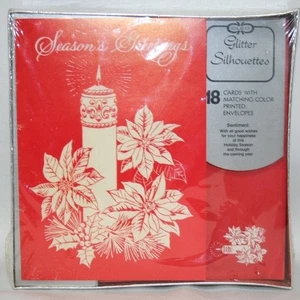 VTG 1981 Cleo Glitter Silhouettes Holiday Christmas Cards New Box of 18 USA Made - Picture 1 of 6